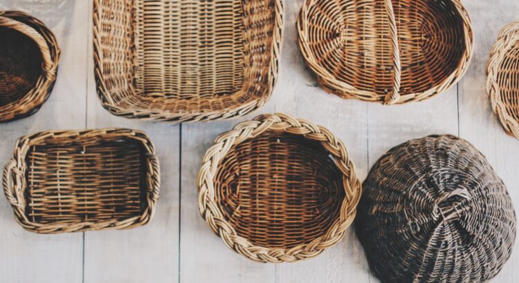 Handwoven baskets on display